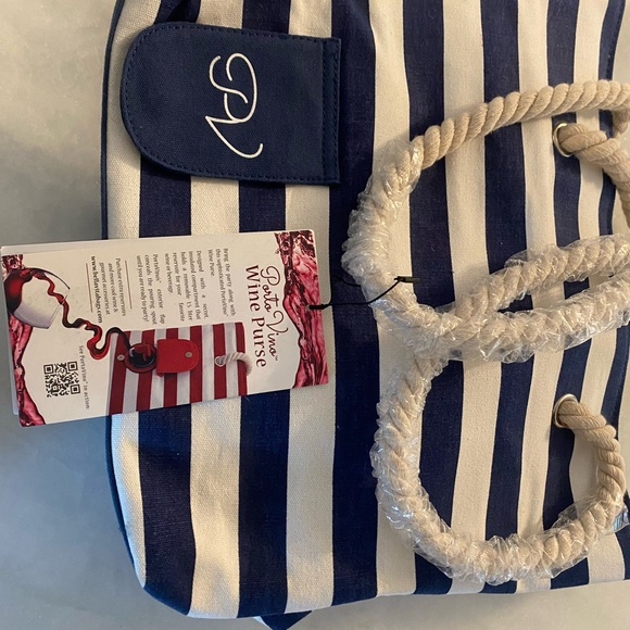 Nautical Striped Tote with Rope Handles - Picture 1 of 5